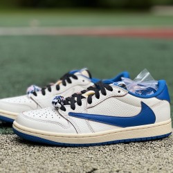 LJR BATCH Air Jordan 1 Retro Low Fragment x Travis Scott Sail Military Blue DM7866-104 