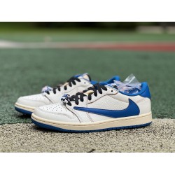 LJR BATCH Air Jordan 1 Retro Low Fragment x Travis Scott Sail Military Blue DM7866-104 