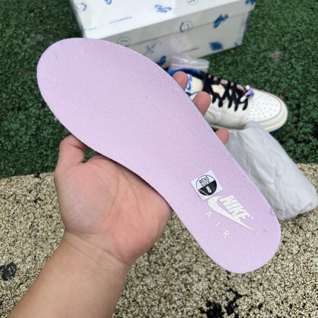 LJR BATCH Air Jordan 1 Retro Low Fragment x Travis Scott Sail Military Blue DM7866-104 