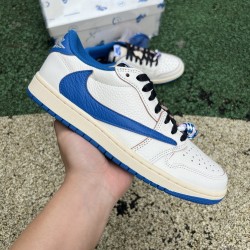 LJR BATCH Air Jordan 1 Retro Low Fragment x Travis Scott Sail Military Blue DM7866-104 