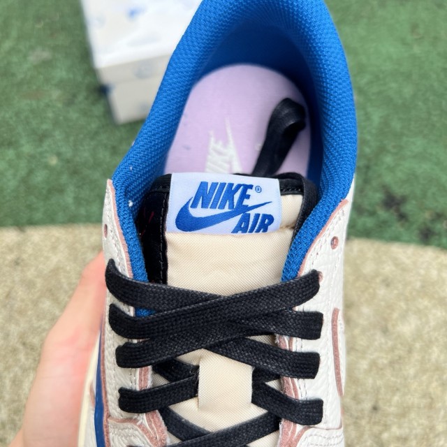 LJR BATCH Air Jordan 1 Retro Low Fragment x Travis Scott Sail Military Blue DM7866-104 