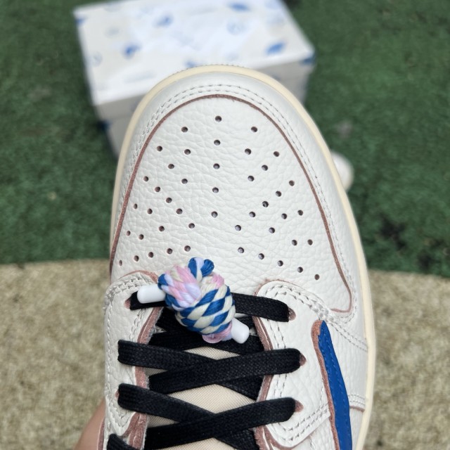 LJR BATCH Air Jordan 1 Retro Low Fragment x Travis Scott Sail Military Blue DM7866-104 
