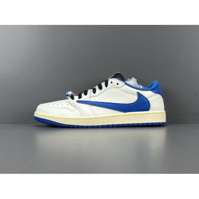 OG BATCH Air Jordan 1 Retro Low Fragment x Travis Scott Sail Military Blue DM7866-104