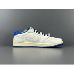 OG BATCH Air Jordan 1 Retro Low Fragment x Travis Scott Sail Military Blue DM7866-104