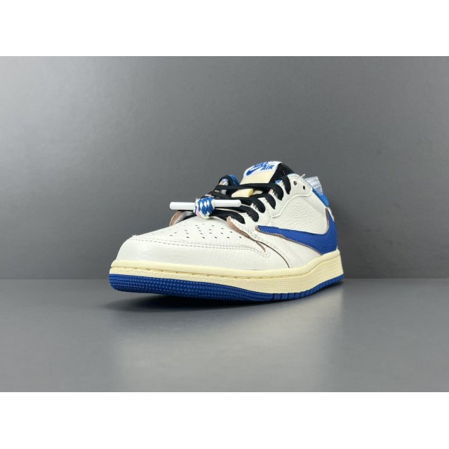 OG BATCH Air Jordan 1 Retro Low Fragment x Travis Scott Sail Military Blue DM7866-104